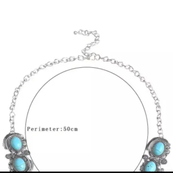 Nwot boutique turquoise vintage look squash blossom necklace - Picture 2 of 9